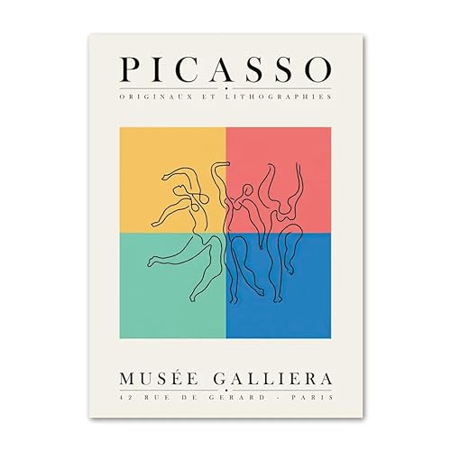 Parom Mesgt Picasso berühmte Poster und Drucke Abstrakte Wandkunst Minimalistische Iine Tanz Leinwand Gemälde Ästhetisches Bild für Wohnzimmer Dekor 50x70cmx1 Kein Rahmen von Parom Mesgt
