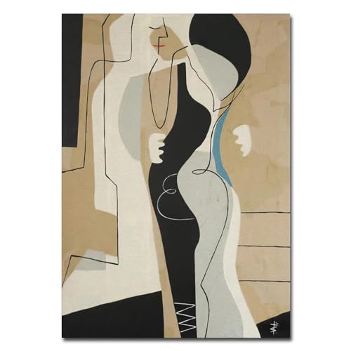 Parom Mesgt Picasso berühmte Poster und Drucke Abstrakte Wandkunst Retro Figur Picasso Leinwand Gemälde Minimalistische Bilder für Wohnkultur 50x70cmx1 Kein Rahmen von Parom Mesgt