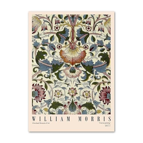 Parom Mesgt William Morris Vintage Poster und Druck Abstrakte Wandkunst Blumen William Morris Leinwand Malerei Ausstellungsbild für Wohnkultur 50x70cmx1 Kein Rahmen von Parom Mesgt