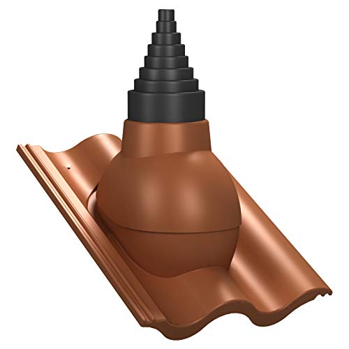 Dachdurchführung für Gerätemasten Ø19–90 mm – Braas - Harzer, Nelskamp - Sigma für TV-Antenne, Satellit, Blitzschutz, Kommunikation, Dachdurchgang mit EPDM-Dichtung (RAL 8004 - Ziegelrot) von Parotec