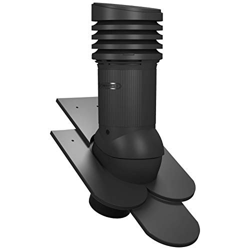 Entlüfterkamin EVO DN125 für Biberschwanzziegel in Doppeldeckung Dachlüfter Entlüfter (RAL 9005 - Schwarz) von Parotec