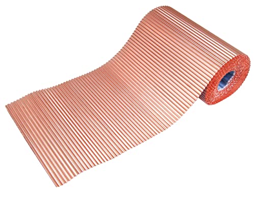 Kaminanschluss Kaminanschlussband Anti Moos, Moos Stop, selbstklebend, Dachentmoosung Wandanschluss Kupfer Rollfirst Kupferrollfirst Kupferband KUPFER - PLISSIERT 300mm / 5mtr. von Parotec