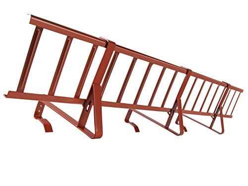 Komplettes Schneefanggitter Set 1,5 m Lang, mit 2 Halterungen für Dachsteine und Dachziegel zum Einhängen auf der Lattung (Gitterhöhe 20 cm, RAL 8004 Ziegelrot) von Parotec
