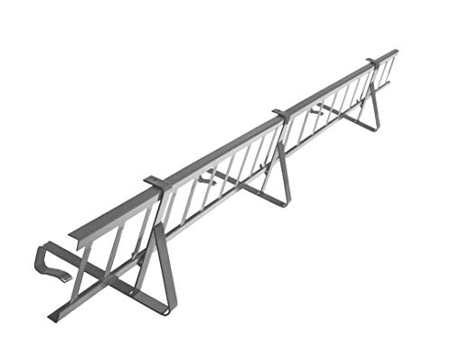 Komplettes Schneefanggitter Set 1,5 m Lang, mit 3 Halterungen für Dachsteine und Dachziegel zum Einhängen auf der Lattung (Gitterhöhe 15 cm, RAL 9006 - Silber) von Parotec