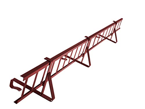 Komplettes Schneefanggitter Set 1,5 m Lang, mit 3 Halterungen für Dachsteine und Dachziegel zum Einhängen auf der Lattung (Gitterhöhe 15 cm, RAL 3011 Rot) von Parotec