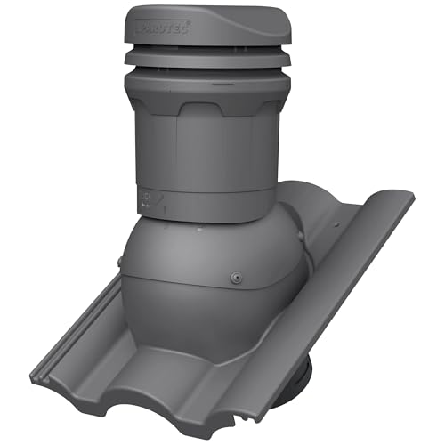 Parotec Entlüftungskamin DN 125 mm – niedrige 325 mm – passiv Dachlüfter für BRAAS TAUNUS Dachziegel – Dachentlüftung | Lüftungsziegel Schwerkraftlüftung – RAL 7024 Graphit von Parotec