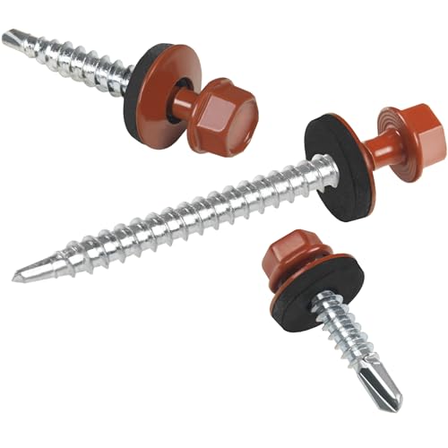 PAROTEC Trapezblechschrauben 4.8mm x 25mm, 250 Stück Selbstschneidende Schrauben mit EPDM Dichtscheibe Dichtung, Selbstschneidende Selbstbohrende Bohrschrauben Sechskantkopf, RAL 8004 Ziegelrot PAROTEC Trapezblechschrauben 4.8mm x 25mm, 250 Stück Selbstschneidende Schrauben mit EPDM Dichtscheibe Dichtung, Selbstschneidende Selbstbohrende Bohrschrauben Sechskantkopf, RAL 8004 Ziegelrot von Parotec