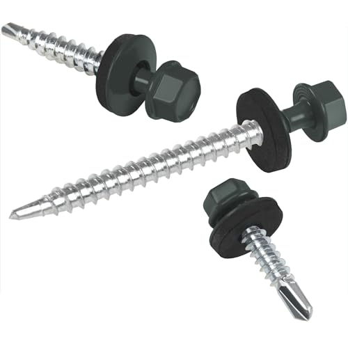 PAROTEC Trapezblechschrauben 4.8mm x 55mm, 200 Stück Selbstschneidende Schrauben mit EPDM Dichtscheibe Dichtung, Selbstschneidende Selbstbohrende Bohrschrauben Sechskantkopf, RAL 7024 Graphit von Parotec