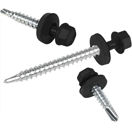 PAROTEC Trapezblechschrauben 4.8mm x 55mm, 200 Stück Selbstschneidende Schrauben mit EPDM Dichtscheibe Dichtung, Selbstschneidende Selbstbohrende Bohrschrauben Sechskantkopf, RAL 9005 Schwarz PAROTEC Trapezblechschrauben 4.8mm x 55mm, 200 Stück Selbstschneidende Schrauben mit EPDM Dichtscheibe Dichtung, Selbstschneidende Selbstbohrende Bohrschrauben Sechskantkopf, RAL 9005 Schwarz von Parotec