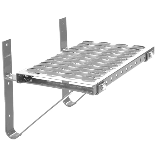 Parotec Dachtritt - Dachtritte für schornsteinfeger - Laufrost Dachtritt - Steigtritt Kaminpodest 100 cm Komplett für Kamin/Wand (RAL 9006 - Silber) von Parotec