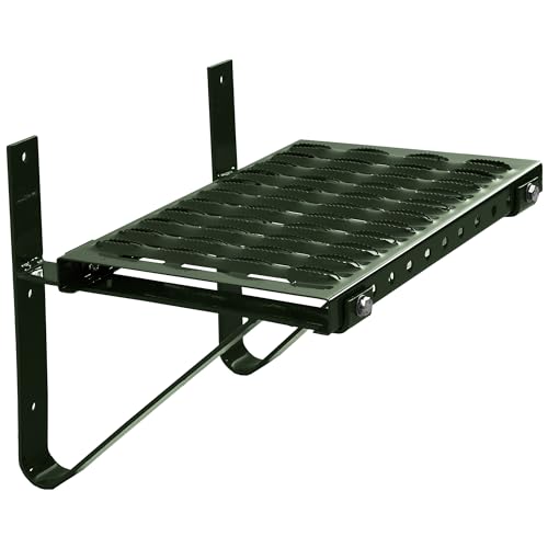 Parotec Dachtritt - Dachtritte für schornsteinfeger - Laufrost Dachtritt - Steigtritt Kaminpodest 60 cm Komplett für Kamin/Wand (RAL 6020 - Dunkelgrün) von Parotec