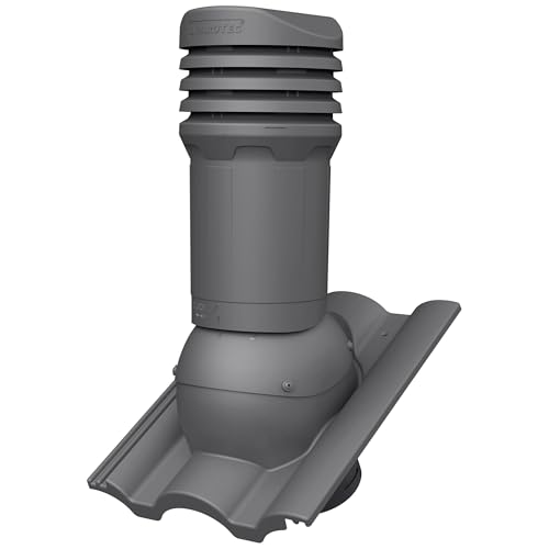 Parotec Isolierter Entlüftungskamin DN 125 mm für BRAAS - TAUNUS Dachziegel – gedämmter passiver Dachlüfter, verhindert Kondenswasser (RAL 7024 - Graphit) von Parotec