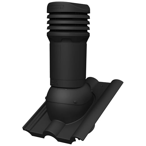 Parotec Isolierter Entlüftungskamin DN 125 mm für NELSKAMP - FINKENBERGER, IBF - DOPPELRÖMER Dachziegel – gedämmter passiver Dachlüfter, verhindert Kondenswasser (RAL 9005 - Schwarz) von Parotec