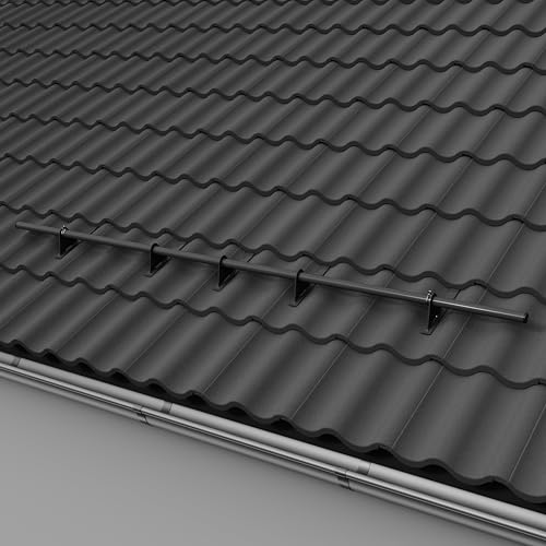 Parotec SCHNEEFANGROHR-Komplettset 2,0 m (200 cm) - für Falzziegel (Ton/Beton), Dachpfannen, Reformziegel & Pressfalzziegel - Schneefang/Dachlawinenschutz - 1 Rohr, 5 Halterungen - RAL 7024 Graphit von Parotec