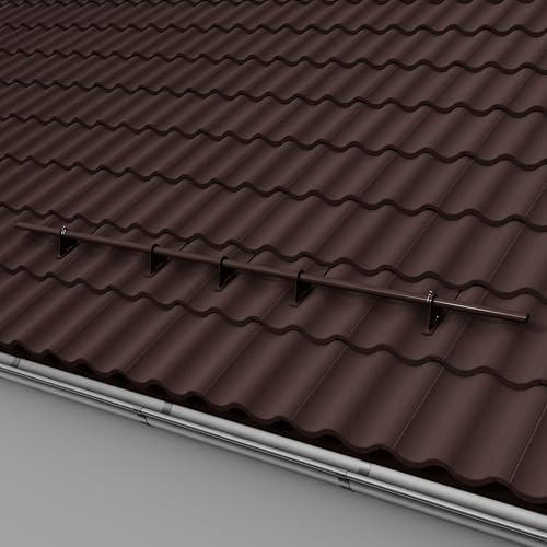 Parotec SCHNEEFANGROHR-Komplettset 2,0 m (200 cm) - für Falzziegel (Ton/Beton), Dachpfannen, Reformziegel & Pressfalzziegel - Schneefang/Dachlawinenschutz - 1 Rohr, 5 Halterungen - RAL 8017 Braun von Parotec