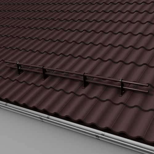 Parotec SCHNEEFANGROHR-Komplettset 2,0 m (200 cm) - für Falzziegel (Ton/Beton), Dachpfannen, Reformziegel & Pressfalzziegel - Schneefang/Dachlawinenschutz - 2 Rohre, 4 Halterungen - RAL 8017 Braun von Parotec