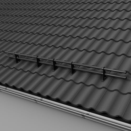 Parotec SCHNEEFANGROHR-Komplettset 2,0 m (200 cm) - für Falzziegel (Ton/Beton), Dachpfannen, Reformziegel & Pressfalzziegel - Schneefang/Dachlawinenschutz - 2 Rohre, 5 Halterungen - RAL 7024 Graphit von Parotec