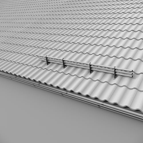 Parotec SCHNEEFANGROHR-Komplettset 2,0 m (200 cm) - für Falzziegel (Ton/Beton), Dachpfannen, Reformziegel & Pressfalzziegel - Schneefang/Dachlawinenschutz - 3 Rohre, 4 Halterungen - RAL 9006 Silber von Parotec