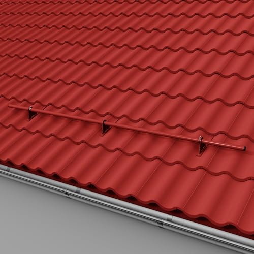 Parotec SCHNEEFANGROHR-Komplettset 2,0 m (200 cm) - für Hohlfalzziegel, Reformziegel, Pressfalzziegel & Flachdachziegel - Schneefang/Dachlawinenschutz - 1 Rohr, 3 Halterungen, 10 Farben - RAL 3011 Rot von Parotec