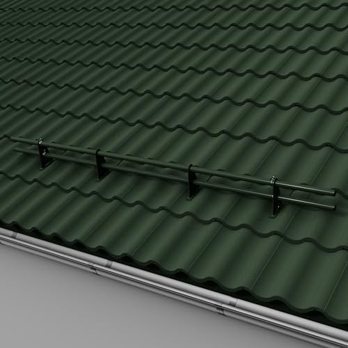 Parotec SCHNEEFANGROHR-Komplettset 2,0 m (200 cm) - für Hohlfalzziegel, Reformziegel, Pressfalzziegel & Flachdachziegel - Schneefang/Dachlawinenschutz - 2 Rohre, 4 Halterungen - RAL 6020 Dunkel Grün von Parotec