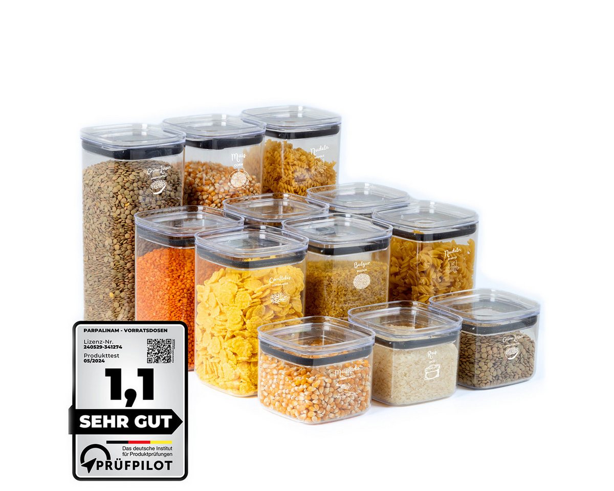 Parpalinam Vorratsdose Vorratsdose mit Deckel Set Aufbewahrungsbox Frischhaltedosen BPA Frei, Kunststoff, (Spar-Set, 12-tlg., Stapelbar), Transparent von Parpalinam