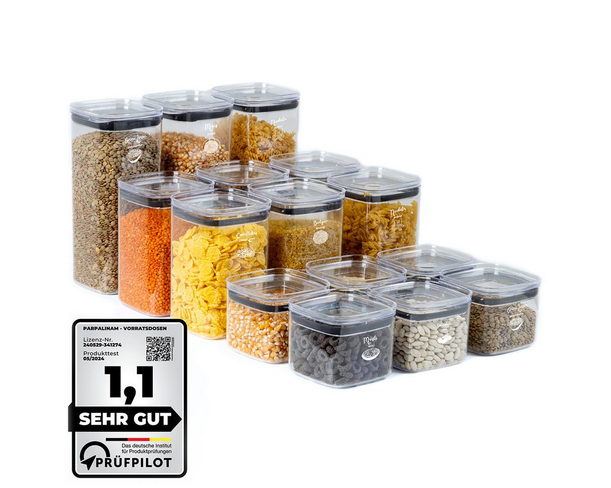 Parpalinam Vorratsdose Vorratsdose mit Deckel Set Aufbewahrungsbox Frischhaltedosen BPA Frei, Kunststoff, (Spar-Set, 15-tlg., Stapelbar), Transparent von Parpalinam