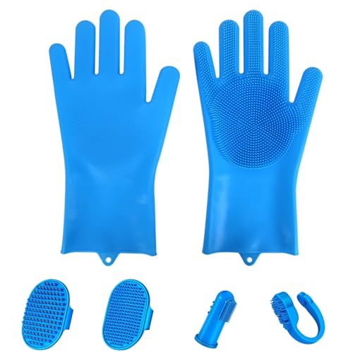 6-teiliges Katzenhandschuh | Katzenbürste handschuh | Zeckenhandschuh hund | Hundebadehandschuhe | Hundeshampoobürste | Haustierpflegehandschuhe | Katzenbadezubehör | Hundebadezubehör (Marineblau) von Parsca