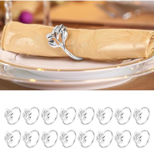 Parthan Serviettenringe, 16 Stück, Silber, Hochzeitsempfang, Familienessen, Tischdekoration, Napkin Rings von Parthan