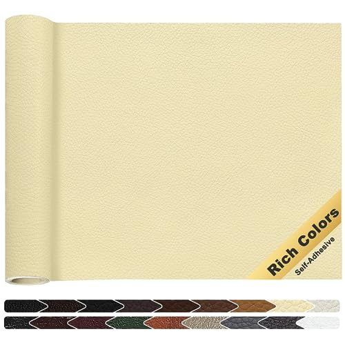 Kunstleder Selbstklebend Leder Reparatur Set, 40x160cm Lederflicken Selbstklebende Kunstleder Reparaturset Leder Patch für Sofa Möbel Bürostuhl Handtaschen Jacken(Beige) von Parti