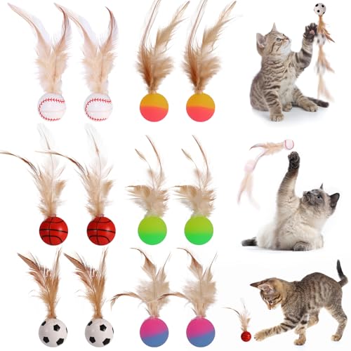 Partideal 12 Stück Hüpfender Katzenball mit Feder,Katzenbälle Spielzeug mit Federn,Interaktives Katzenspielzeug,Interaktives Federballspielzeug für Katzen Partideal 12 Stück Hüpfender Katzenball mit Feder,Katzenbälle Spielzeug mit Federn,Interaktives Katzenspielzeug,Interaktives Federballspielzeug für Katzen von Partideal