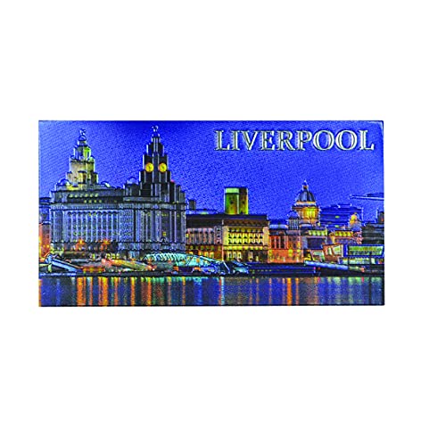Liverpool 3 Graces Skyline bei Nacht Folien-Kühlschrankmagnet – 93 mm x 50 mm von Partisan