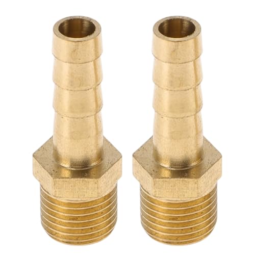 Partuto Messing Schlauchtüllen Fitting 1/4" M10x1 Außengewinde Gerade Schlauchtülle Für Luft Wasser Öl Gas Kraftstoff 2 Stück Goldton von Partuto