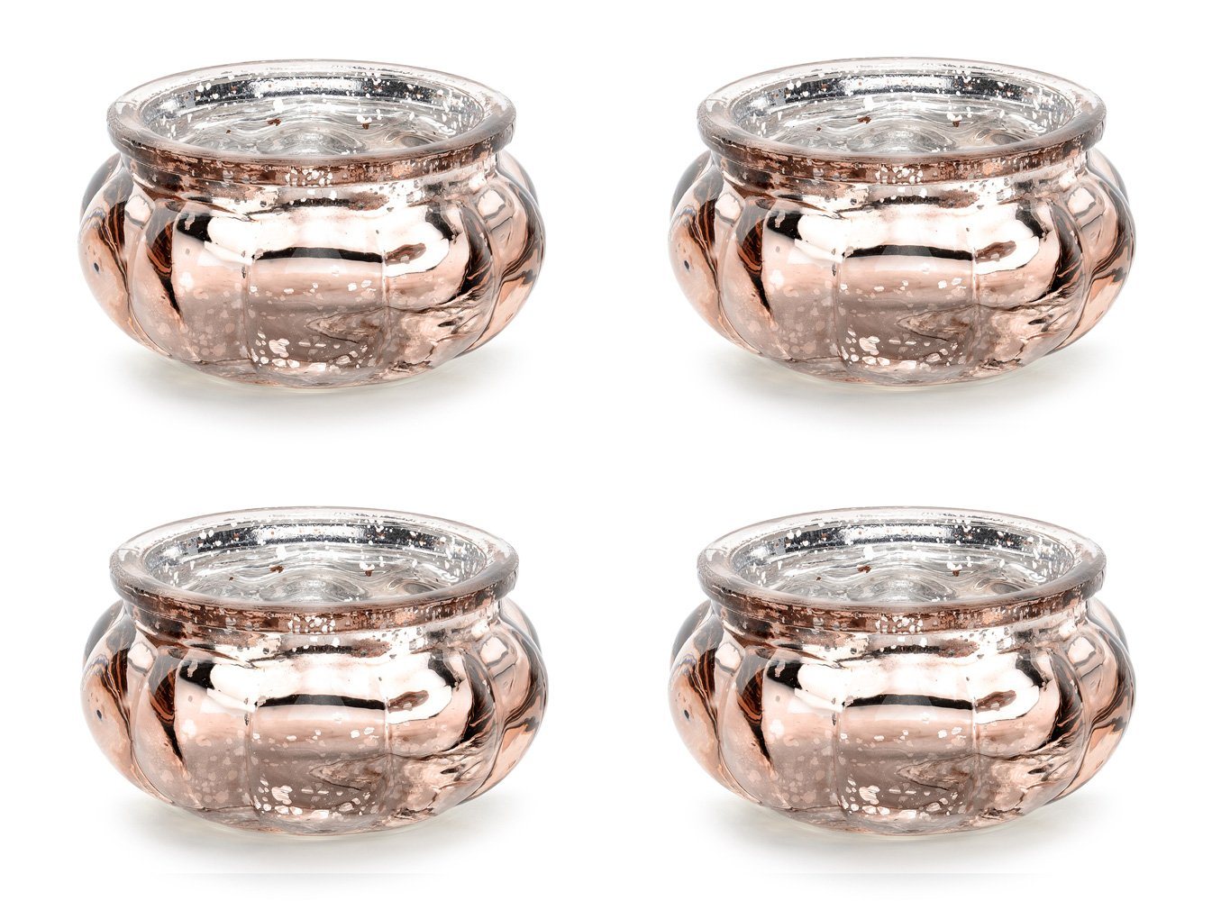 partydeco Kerzenhalter, Teelichtgläser 6x3cm roségold 4er Set von partydeco