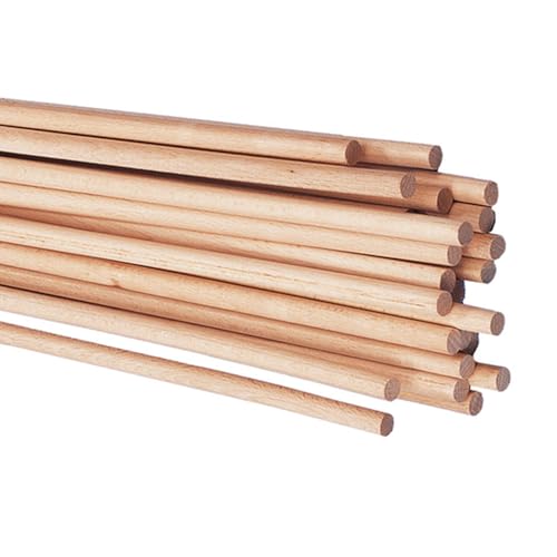 Party Discount Rundstäbe, 1m Länge, 10 Stück, Holzstäbe aus Buche, astfrei, für diverse Bastelarbeiten, Dekoration, Garten (8mm) von PARTY DISCOUNT