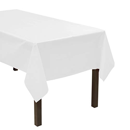 Party Essentials 54108WH-3 Robuste rechteckige Kunststoff-Tischdecke, erhältlich in 24 Farben, 54 x 108 cm, 3 Stück, Weiß von Party Essentials