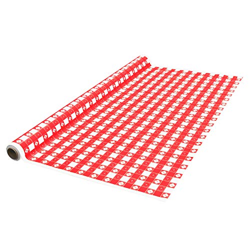 Party Essentials Heavy Duty Printed Plastic Banquet Table Roll Available in 27 Colors, 40" x 150', Red Gingham von Party Essentials