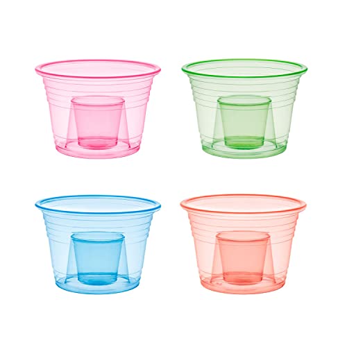 Party Essentials N315090 Plastic Bomber Cups, Jager Bomb Shot Glasses, 3 oz. Assorted Neon, 50 Ct von Party Essentials