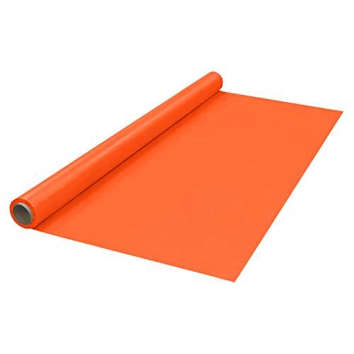 Party Essentials Plastic Banquet Table Roll Available in 27 Colors, 40" x 100', Tangerine von Party Essentials