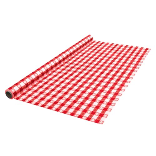 Party Essentials Printed Plastic Banquet Table Roll Available in 27 Colors, 40" x 100', Red Gingham von Party Essentials