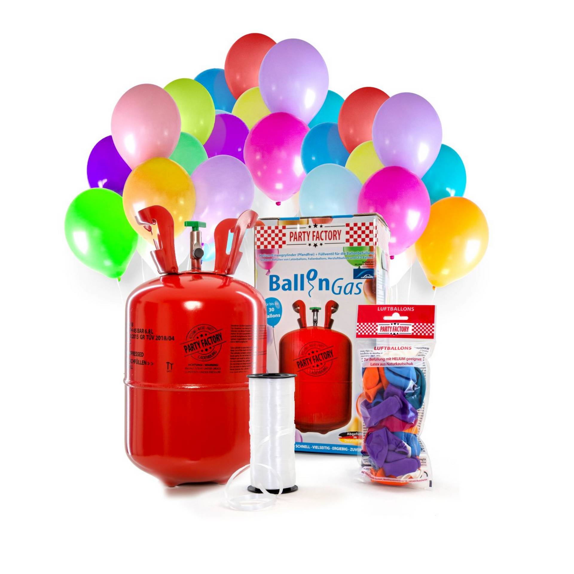 Party Factory Ballongas-Helium 0,2 m³ inklusive 30 Latexballons Party Factory Ballongas-Helium 0,2 m³ inklusive 30 Latexballons von Party Factory