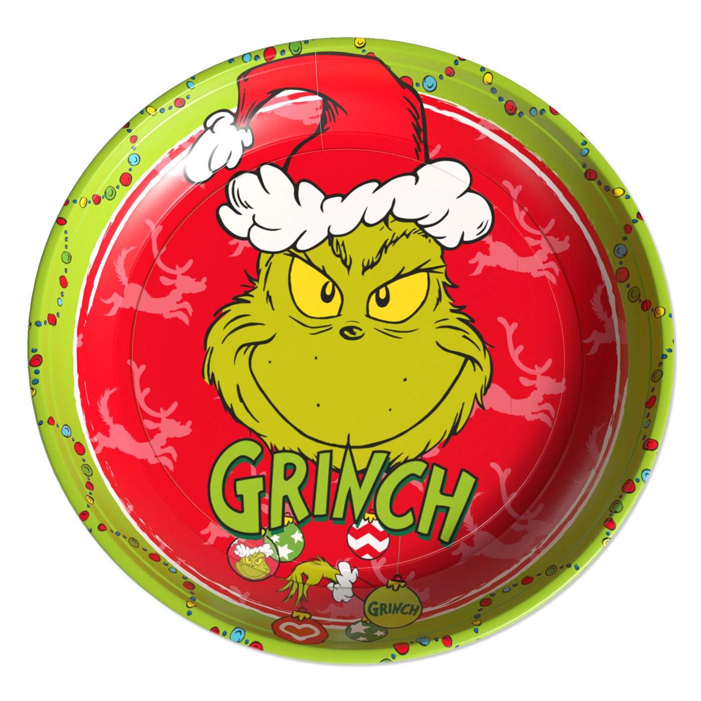 Party Factory Dekoteller The Grinch Keksteller rot 26 cm – Weihnachtsteller für Plätzchen (1 St), original Grich Bildmotiv von Party Factory