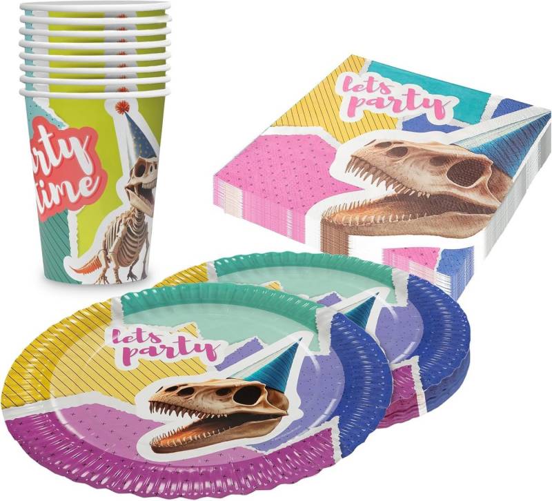 Party Factory Geschirr-Set Dino Skelett 3-teiliges Party-Set 8 Teller 8 Becher 20 Servietten, 8 Personen, bringt Urzeit-Feeling auf den Tisch Party Factory Geschirr-Set Dino Skelett 3-teiliges Party-Set 8 Teller 8 Becher 20 Servietten, 8 Personen, bringt Urzeit-Feeling auf den Tisch von Party Factory