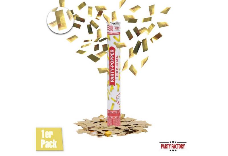 Party Factory Konfetti Party Popper 40cm, Goldregen, mit glitzernden goldfarbendenFolienkonfetti von Party Factory