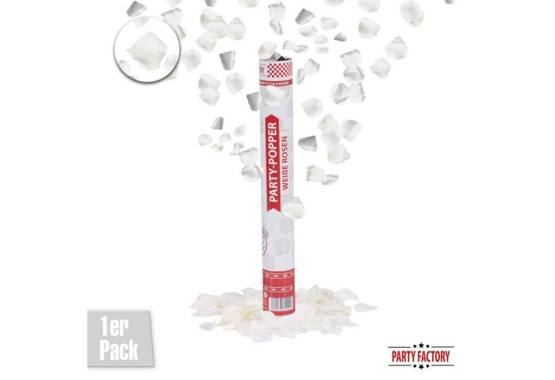 Party Factory Konfetti Party Popper weiße o. rote Rosen Konfetti-Kanone bis 6 m Effekthöhe, verleiht Eleganz und Anmut von Party Factory