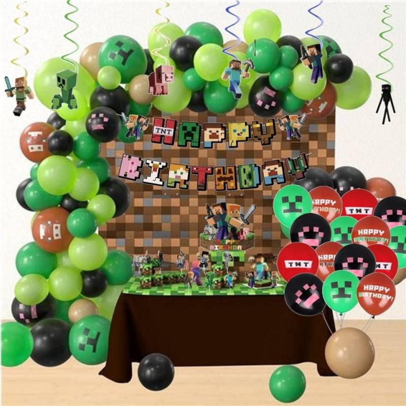 Party Flamingo Aufblasbares Partyzubehör Minecraft Party Set mit Girlande Deko Kindergeburtstag Geburtstag von Party Flamingo