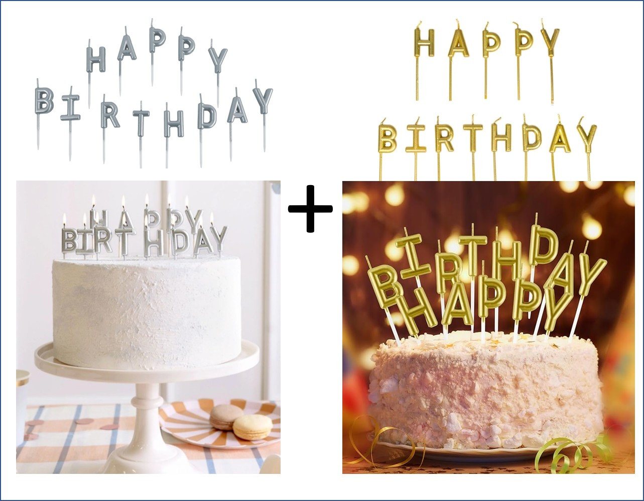 Party Flamingo Geburtstagskerze Happy Birthday Kerzen Schriftzug 2er Set gold und silber Geburtstag Party Flamingo Geburtstagskerze Happy Birthday Kerzen Schriftzug 2er Set gold und silber Geburtstag von Party Flamingo