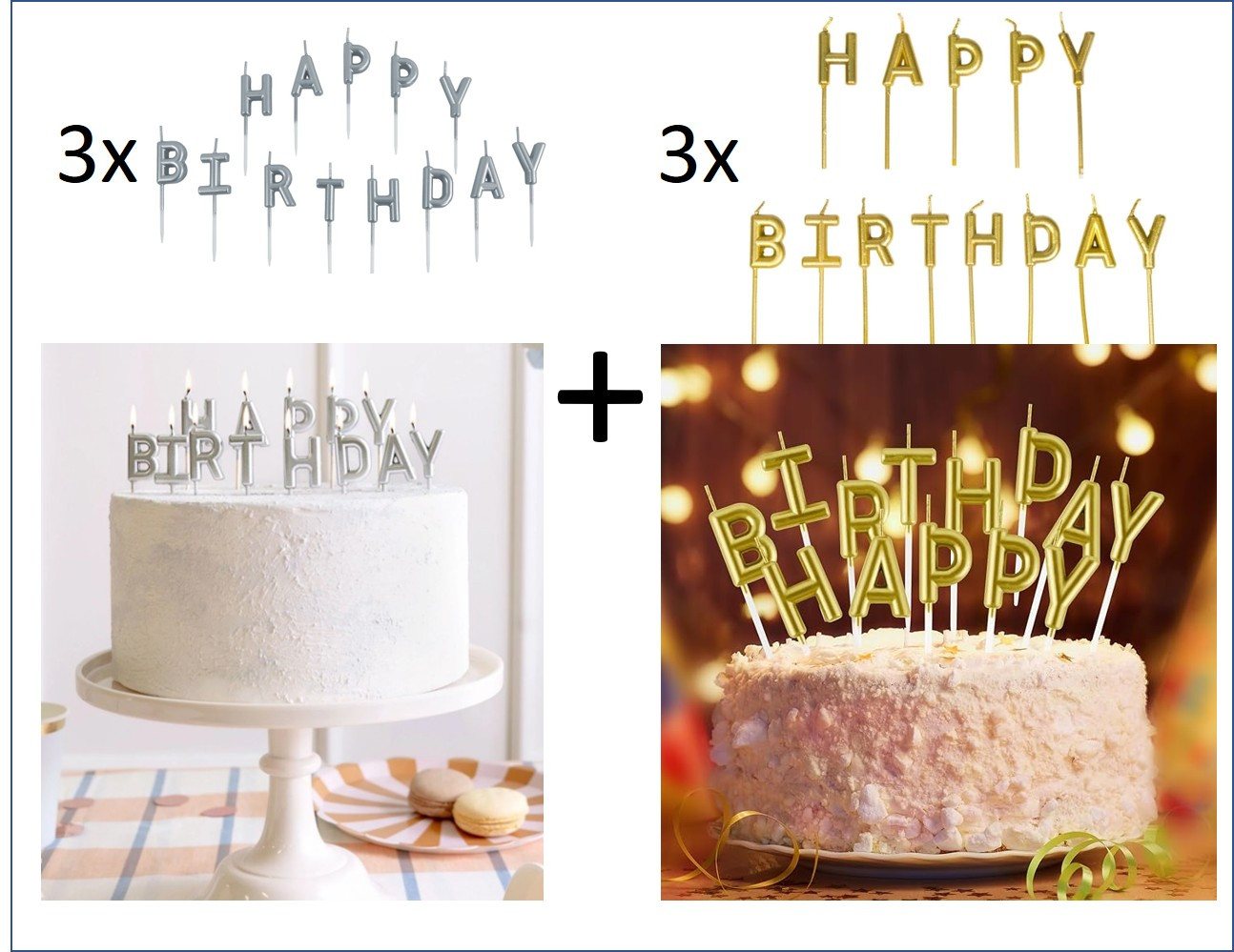 Party Flamingo Geburtstagskerze Happy Birthday Kerzen Schriftzug 2er Set gold und silber Geburtstag Party Flamingo Geburtstagskerze Happy Birthday Kerzen Schriftzug 2er Set gold und silber Geburtstag von Party Flamingo