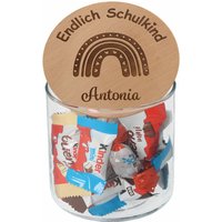 Geschenkglas | "Endlich Schulkind" & Individuellen Namen Als Schriftzug Regenbogen Mit Herzen 530Ml Perfekt Zur Einschulung von Party24
