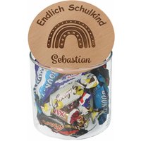 Geschenkglas | "Endlich Schulkind" & Individuellen Namen Als Schriftzug Regenbogen Mit Sternen 530Ml Perfekt Zur Einschulung von Party24