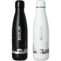 Trinkflasche | Berlin Berliner Skyline Luftlinie in Schwarz Oder Weiß von Party24